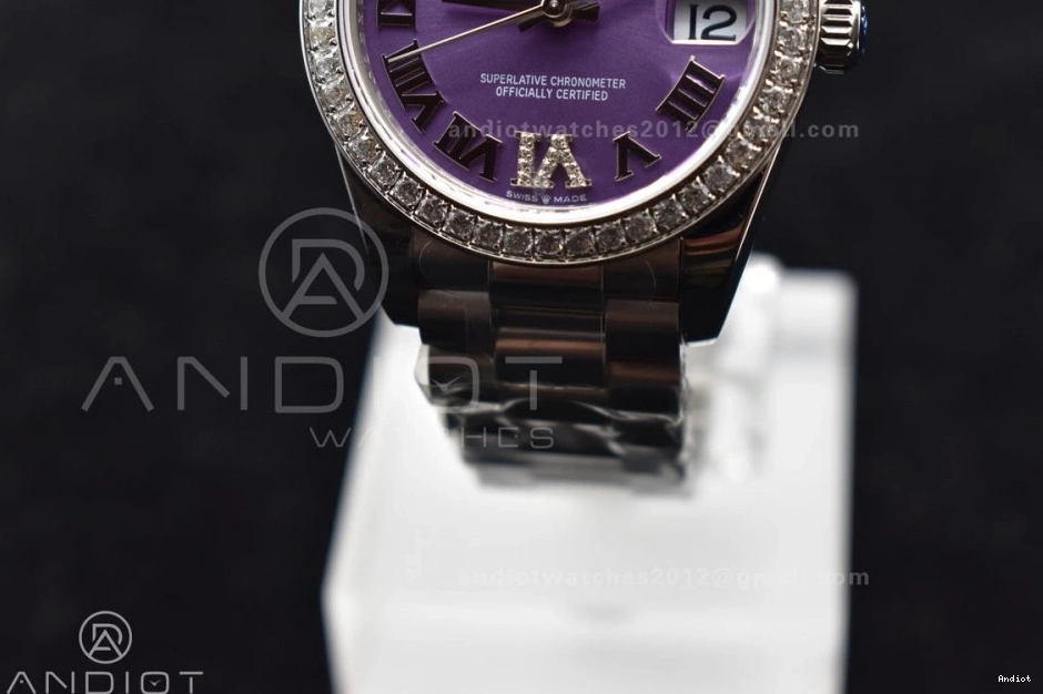 Style DateJust Markers BPF Dial on Bracelet Compact 31 278289 Purple President Ladies Steel 552 Bezel Roman 316L Diamonds 0811